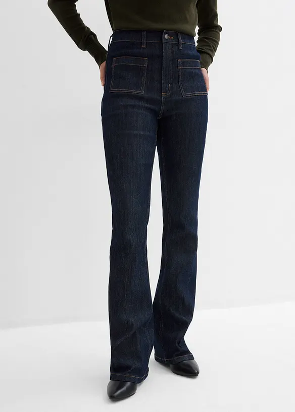 Jeans bootcut con girovita comodo, vita alta, bonprix