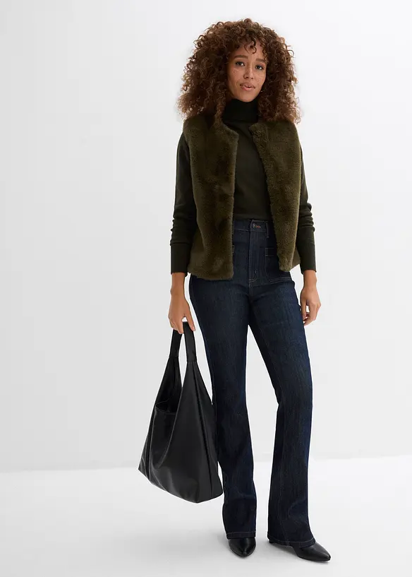 Jeans bootcut con girovita comodo, vita alta, bonprix