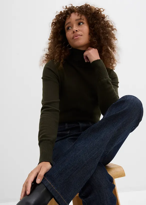 Jeans bootcut con girovita comodo, vita alta, bonprix