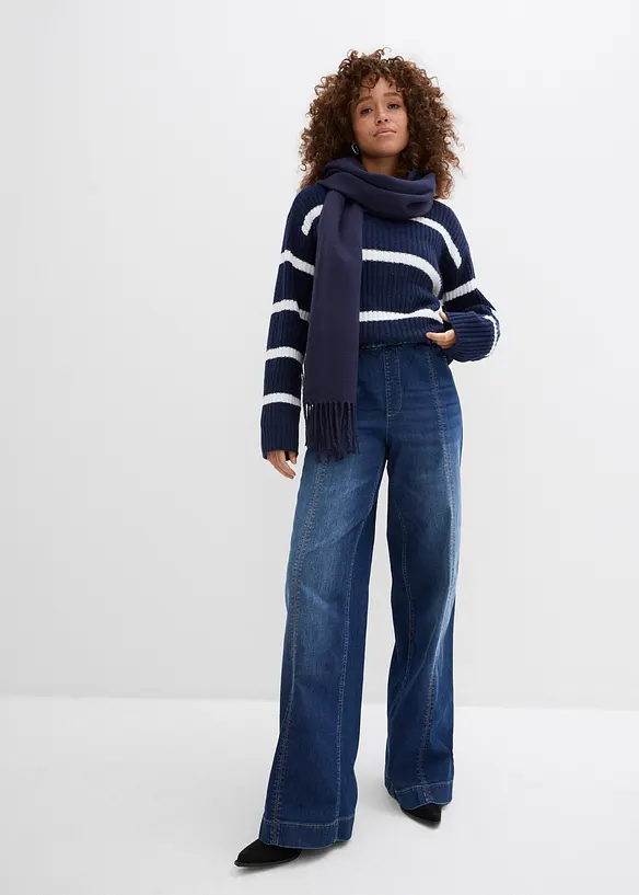 Jeans wide leg full length con girovita comodo, vita alta, bonprix