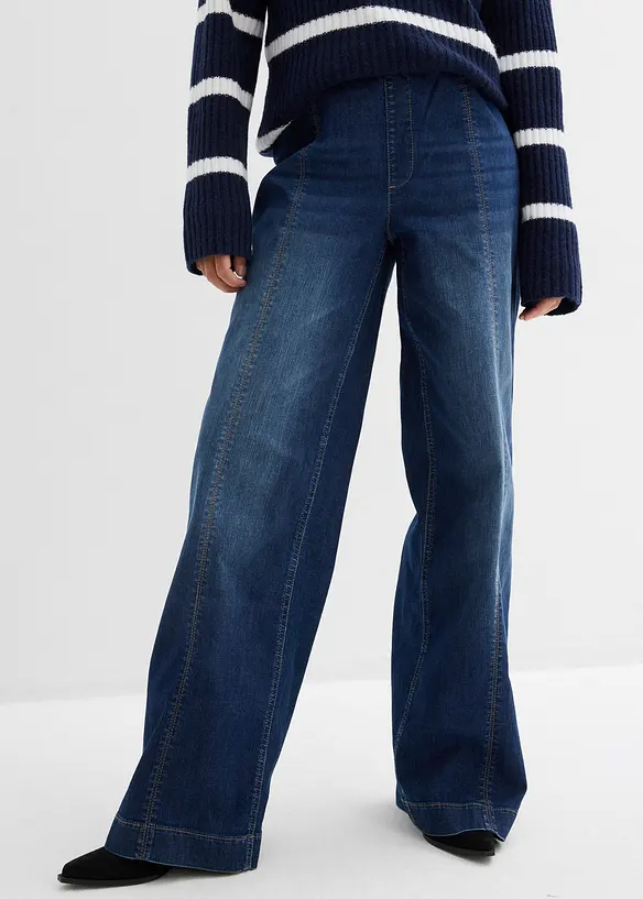 Jeans wide leg full length con girovita comodo, vita alta, bonprix
