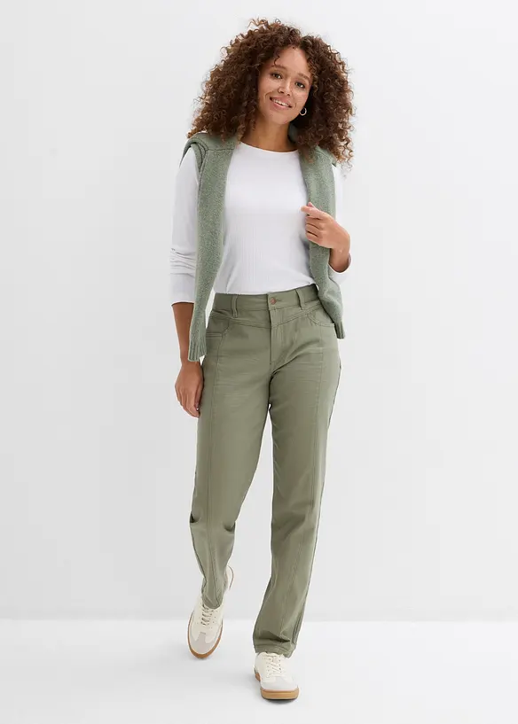 Pantaloni in twill di misto cotone ed elastan, bonprix