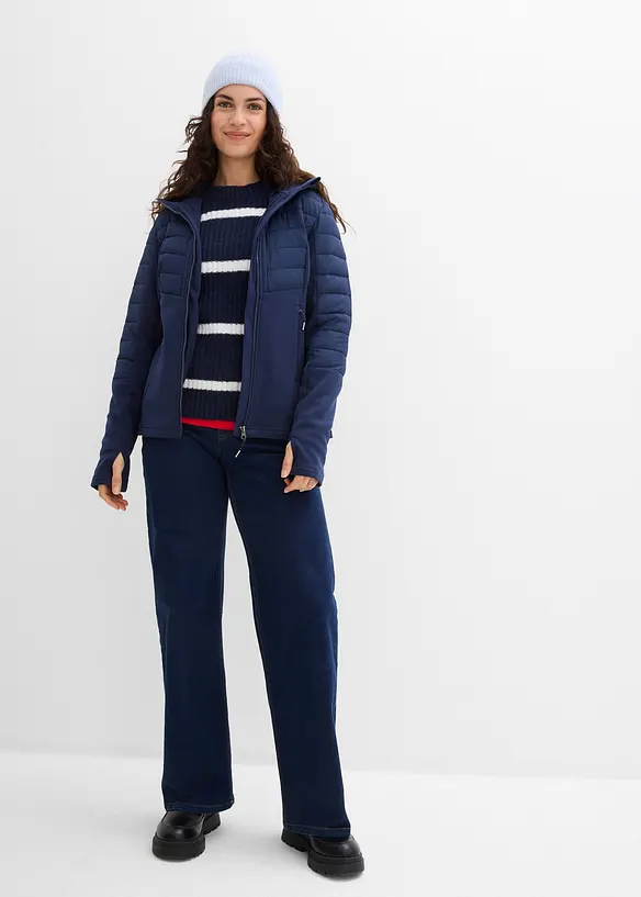 Giacca ibrida idrorepellente con inserti in softshell e trapuntati, bonprix