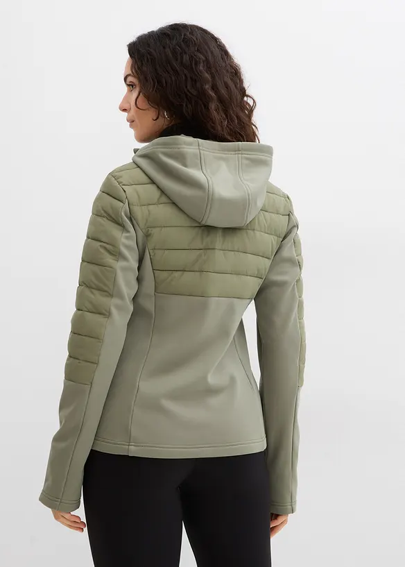 Giacca ibrida idrorepellente con inserti in softshell e trapuntati, bonprix