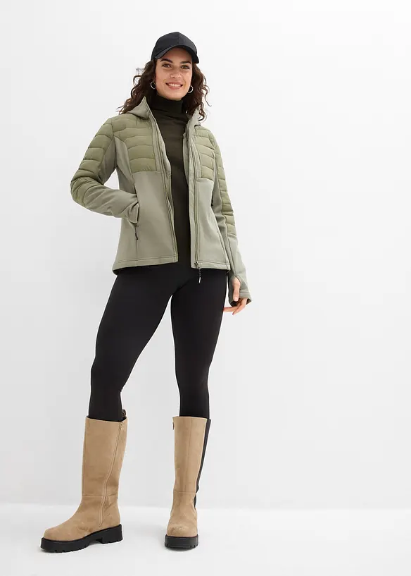 Giacca ibrida idrorepellente con inserti in softshell e trapuntati, bonprix