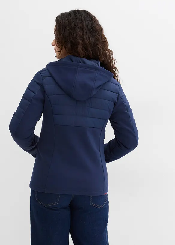 Giacca ibrida idrorepellente con inserti in softshell e trapuntati, bonprix