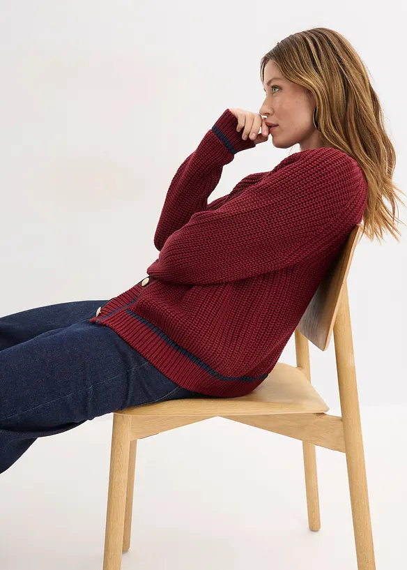 Cardigan con righe a contrasto, bonprix