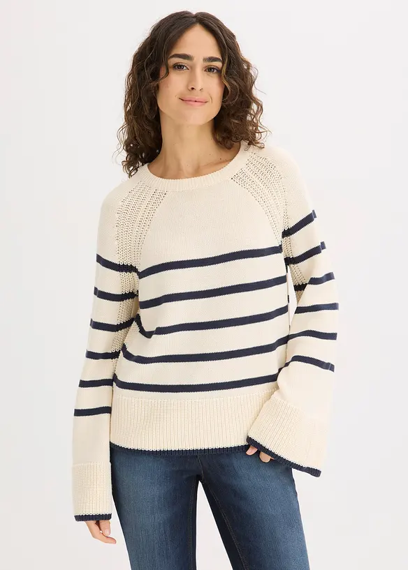 Maglione con righe a contrasto, bonprix