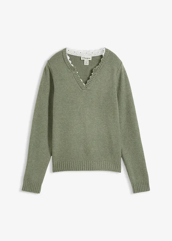 Maglione con inserto in pizzo, bonprix