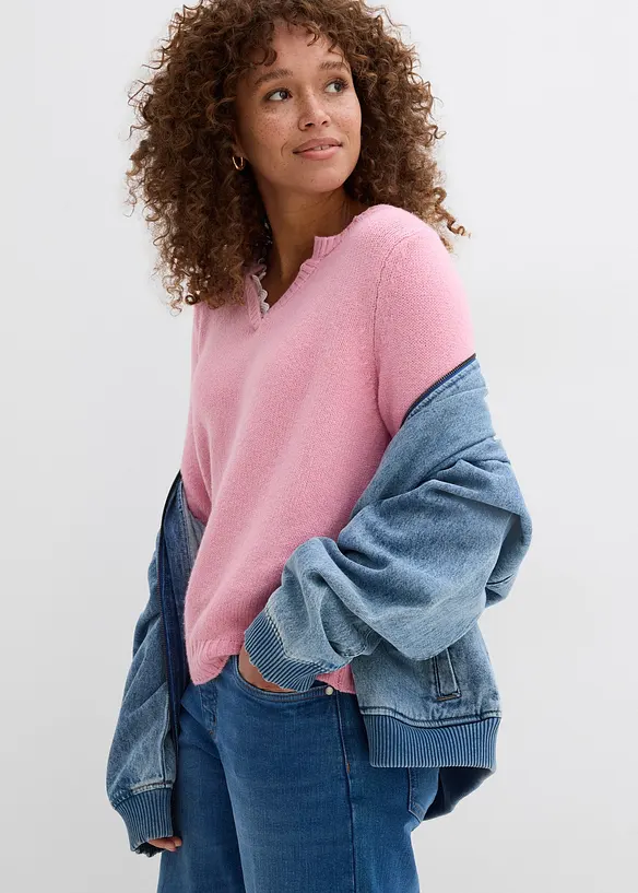 Maglione con inserto in pizzo, bonprix