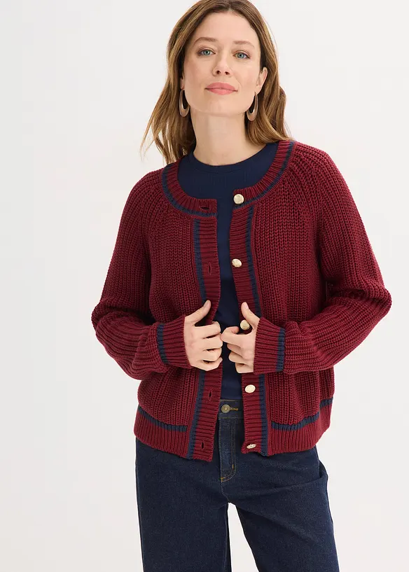 Cardigan con righe a contrasto, bonprix