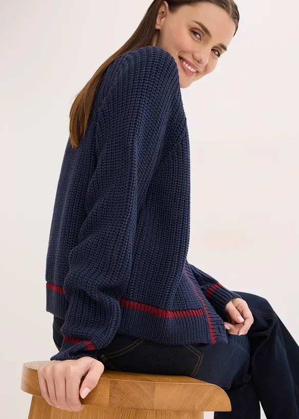 Cardigan con righe a contrasto, bonprix