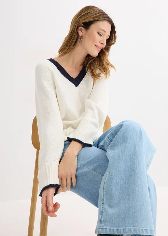 Maglione con righe  a contrasto, bonprix