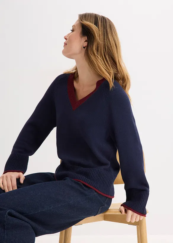 Maglione con righe  a contrasto, bonprix