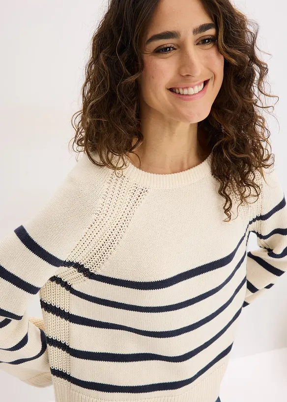 Maglione con righe a contrasto, bonprix