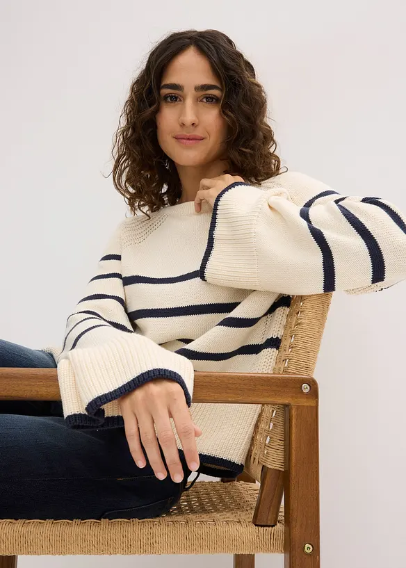 Maglione con righe a contrasto, bonprix