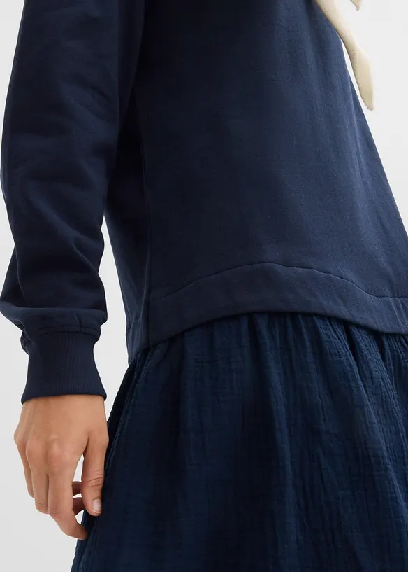 Abito in felpa con gonna in tessuto, bonprix