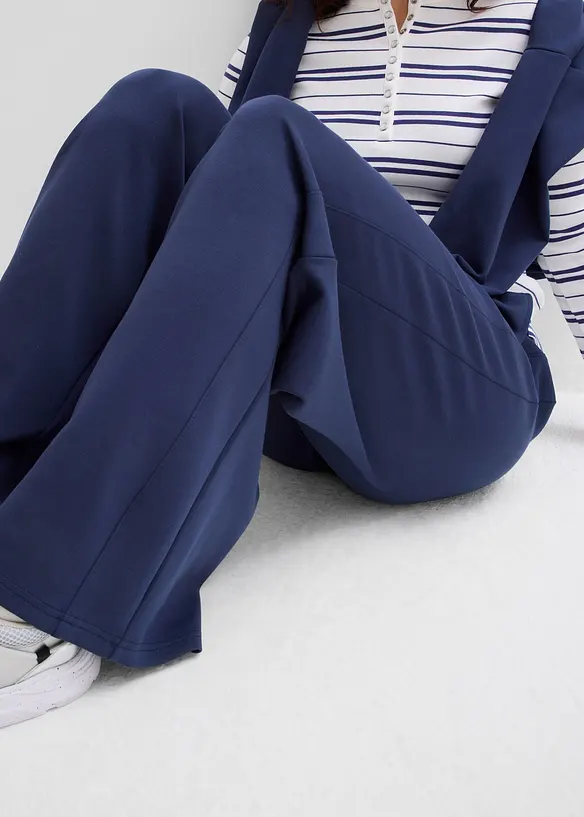 Pantaloni a palazzo in morbido tessuto effetto neoprene, bonprix