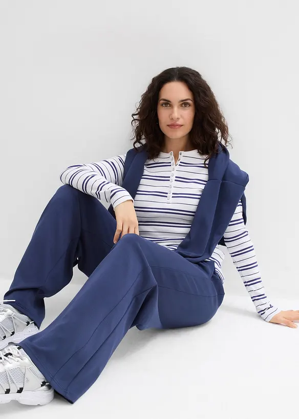 Pantaloni a palazzo in morbido tessuto effetto neoprene, bonprix