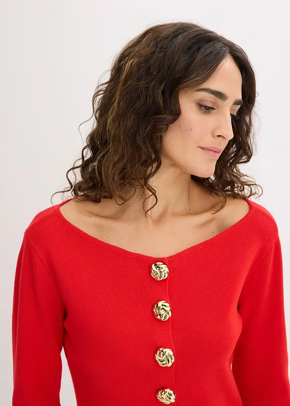 Cardigan con baschina e bottoni decorativi, bonprix