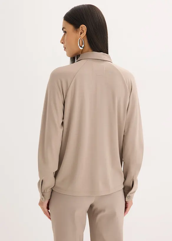 Giacca leggera in punto di Roma con inserto di satin, bonprix