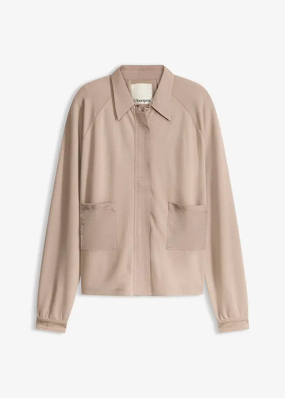 Giacca leggera in punto di Roma con inserto di satin, bonprix