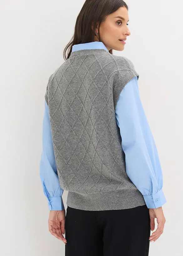 Maglione con inserto effetto camicia, bonprix