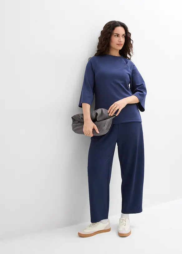 T-shirt boxy effetto neoprene con inserto elastico, bonprix