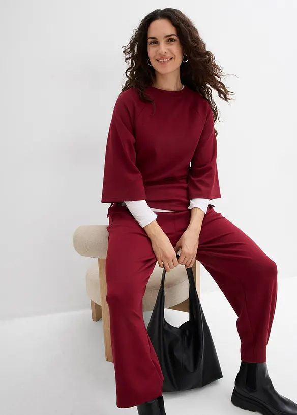 T-shirt boxy effetto neoprene con inserto elastico, bonprix