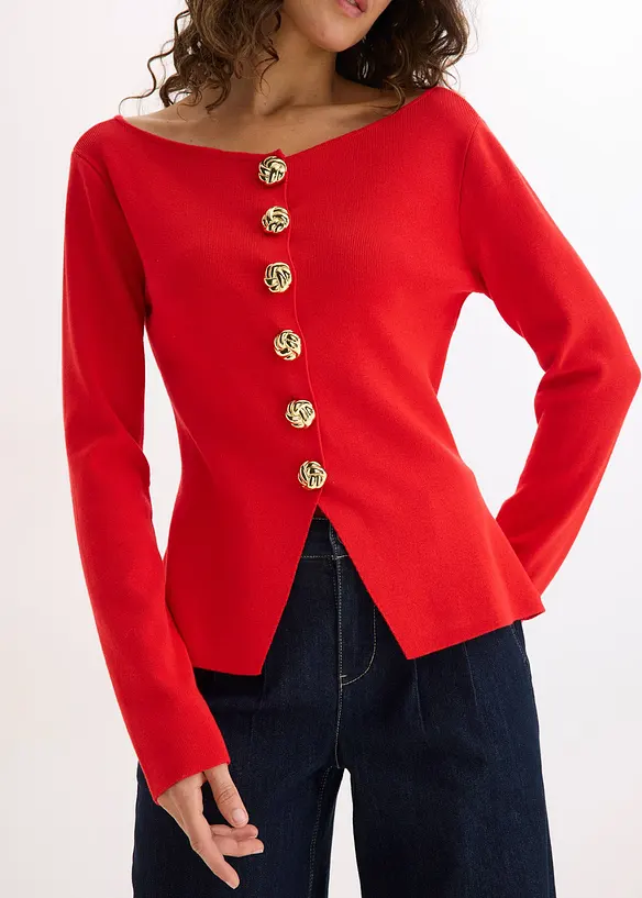 Cardigan con baschina e bottoni decorativi, bonprix