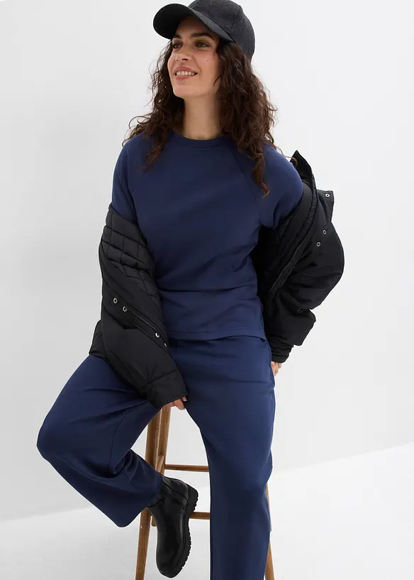 Pantaloni barrel in jersey effetto neoprene, bonprix