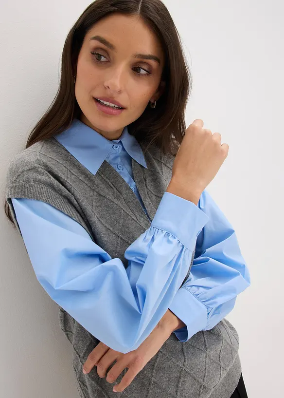 Maglione con inserto effetto camicia, bonprix