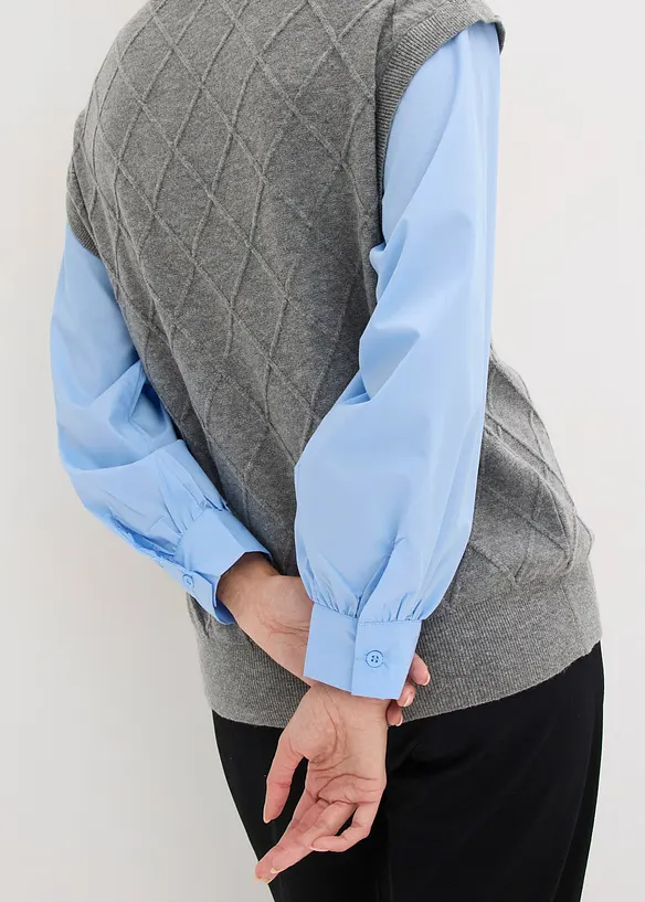 Maglione con inserto effetto camicia, bonprix