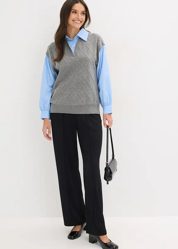 Maglione con inserto effetto camicia, bonprix