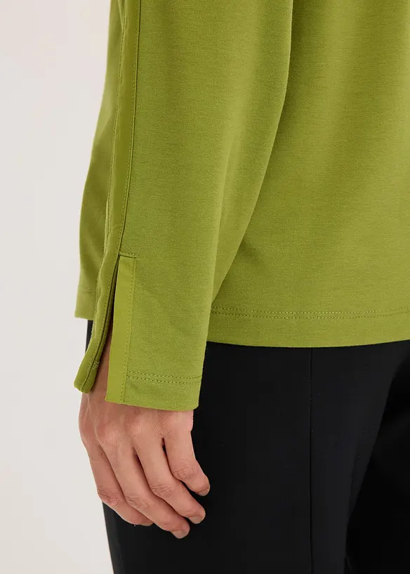 Maglia a maniche lunghe con inserto in satin, bonprix