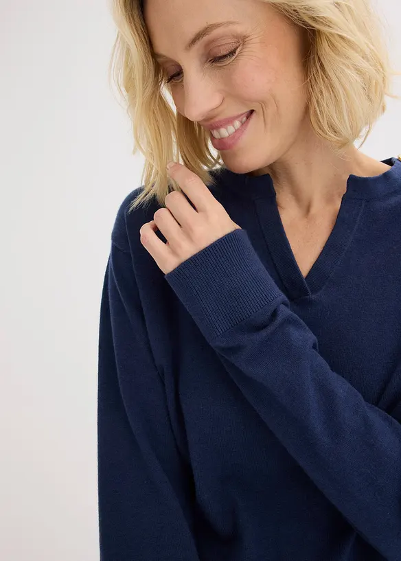 Maglione in misto cotone con bottoni, bonprix