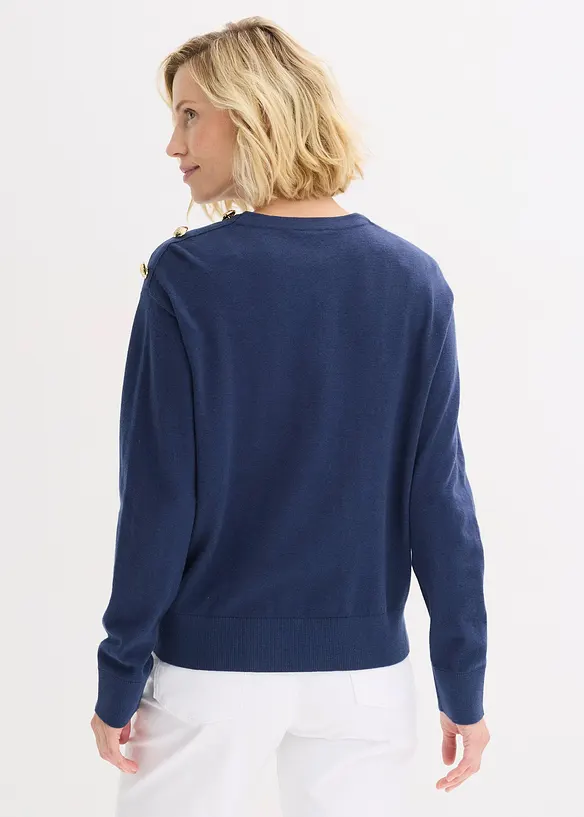 Maglione in misto cotone con bottoni, bonprix