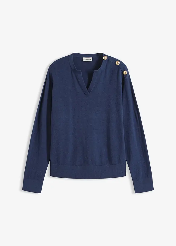 Maglione in misto cotone con bottoni, bonprix
