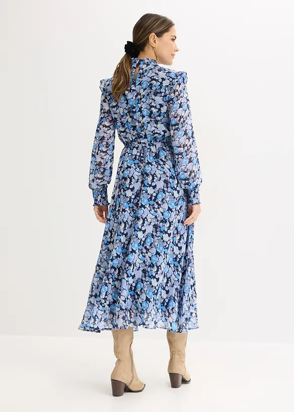 Abito di chiffon con collo dritto, bonprix