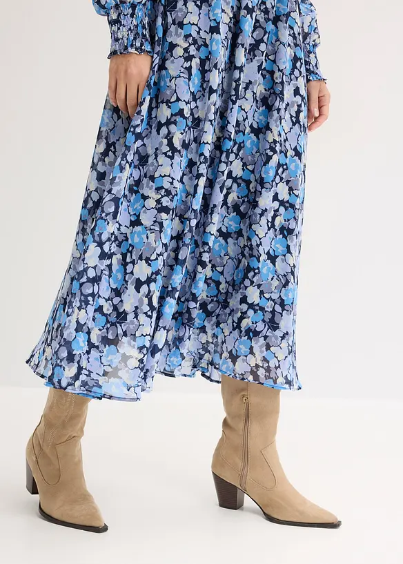 Abito di chiffon con collo dritto, bonprix