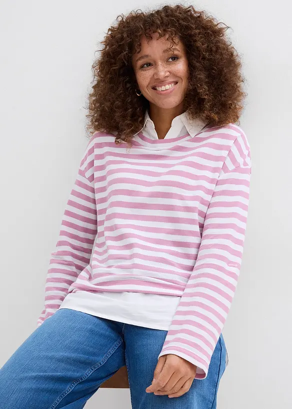 Felpa effetto camicia 2 in 1, bonprix