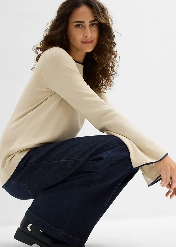 Maglione in filato fine misto cotone, bonprix