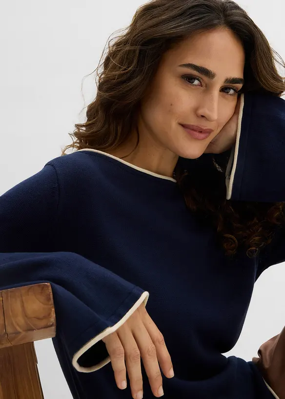 Maglione in filato fine misto cotone, bonprix