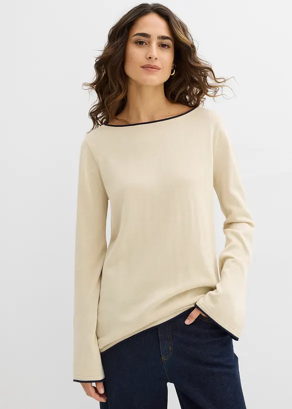 Maglione in filato fine misto cotone, bonprix
