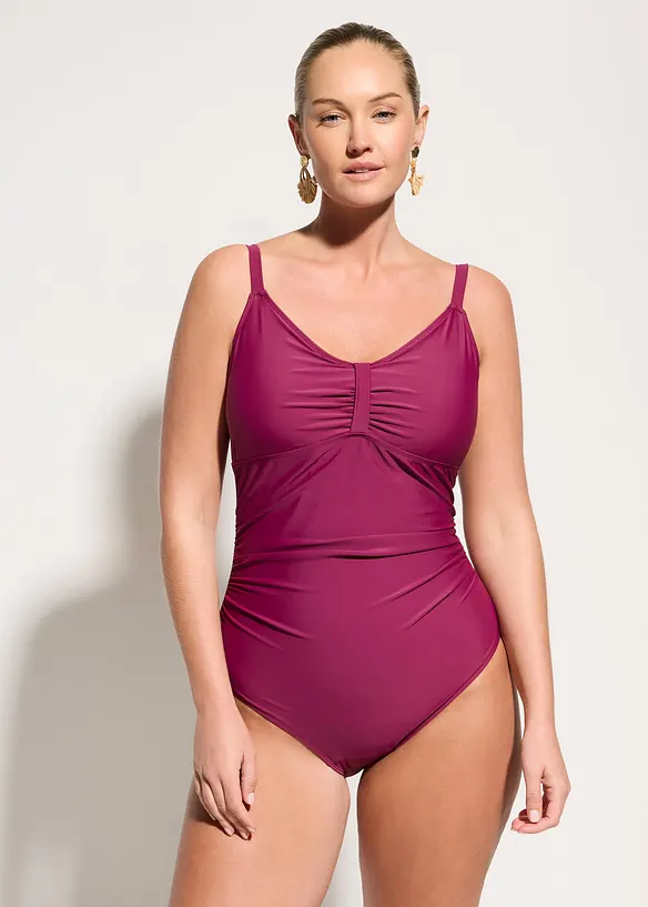 Costume intero con arricciatura ed effetto modellante medio, bonprix