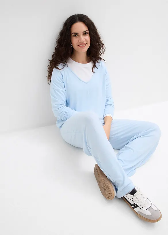 Pantaloni in jersey effetto maglia, bonprix