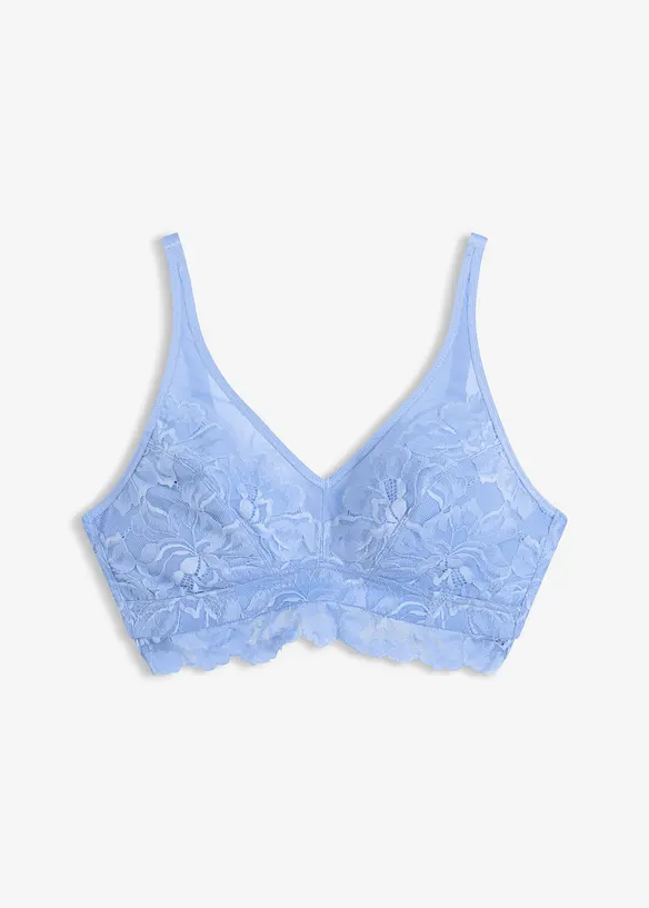 Bralette con pizzo floreale e mesh, bonprix