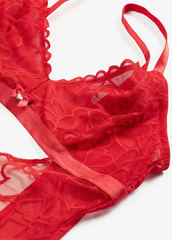 Body con perizoma e pizzo con cuoricini, bonprix