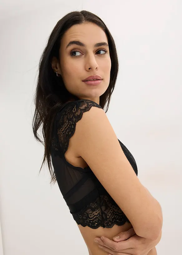 Reggiseno bustier senza ferretto con pizzo floreale, bonprix