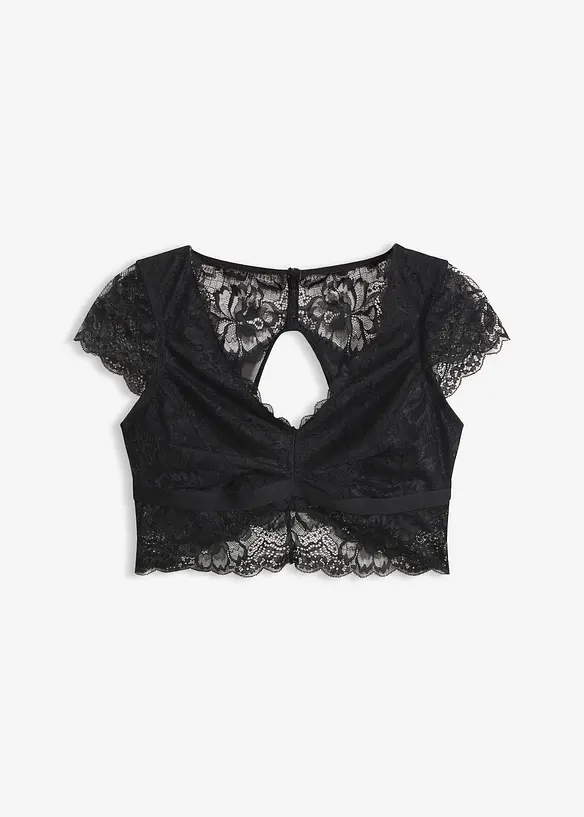 Reggiseno bustier senza ferretto con pizzo floreale, bonprix